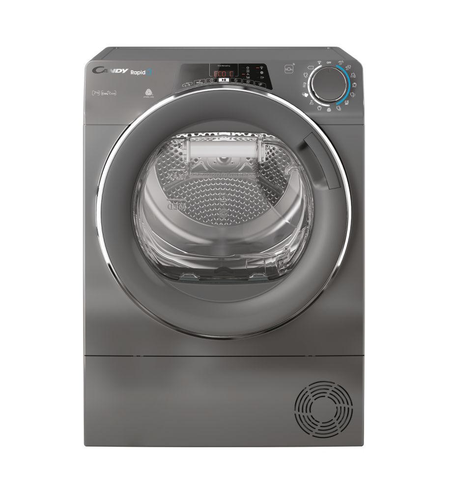 Candy - Dryer Machine - RO4 H7A2TCERX-S - Energy efficiency class E - Front loading - 7 kg - TFT - Depth 46.5 cm - Wi-Fi - Grey