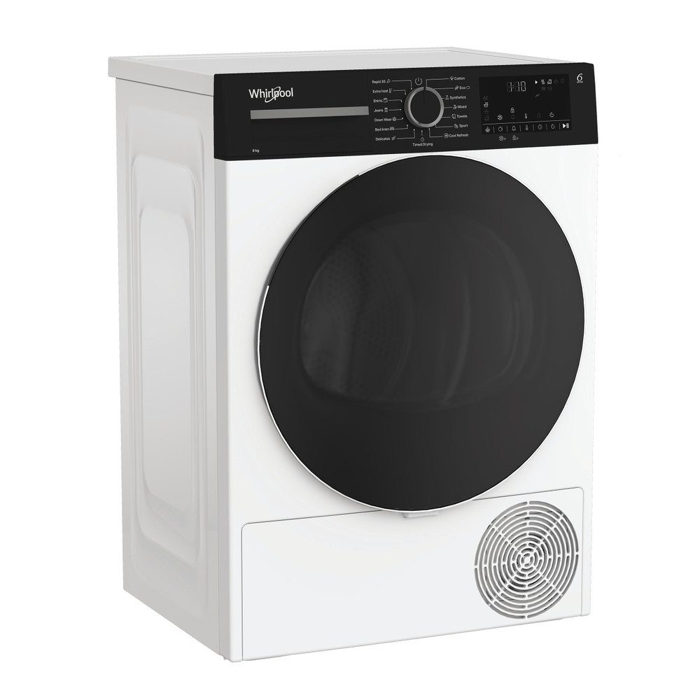 Whirlpool Dryer Machine - WPS D8 WBS EE - Energy efficiency class D - Front loading - 8 kg - Heat pump - Digital - Depth 55 cm - White