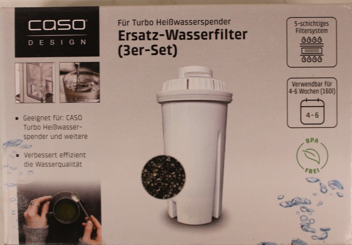 SALE OUT. Caso Spare filter for Turbo-hot water dispenser, 3 filters - Caso Spare filter for Turbo-hot water dispenser, 3pcs - DAMAGED PACKAGING