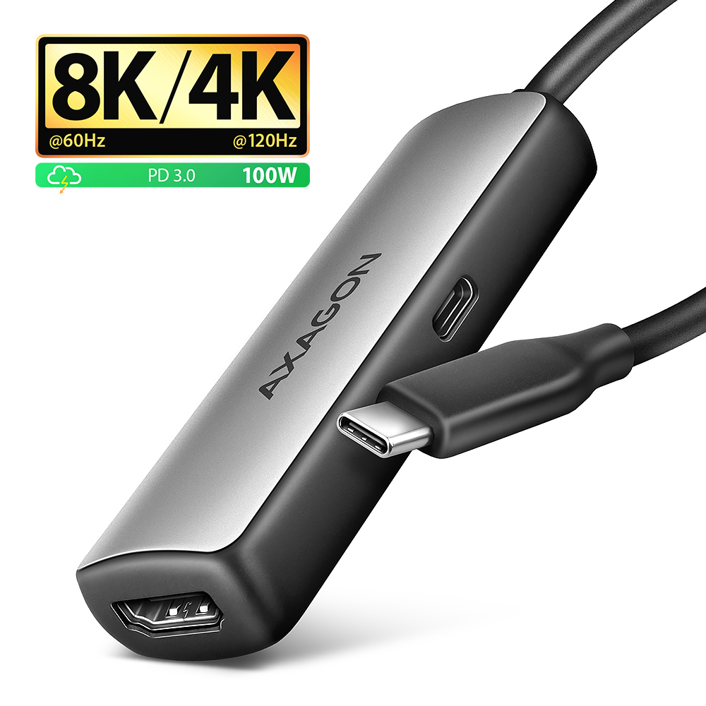 AXAGON Active converter RVC-HI8KPD, 100 W - USB Type-C to HDMI