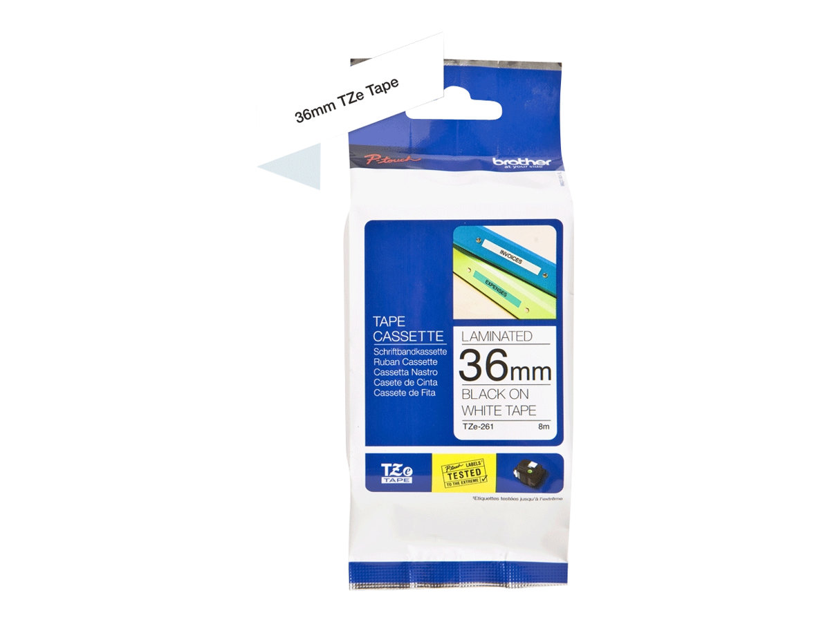 Brother - TZe-261 Laminated Tape - Black on White - TZe - 8 m - 3.6 cm