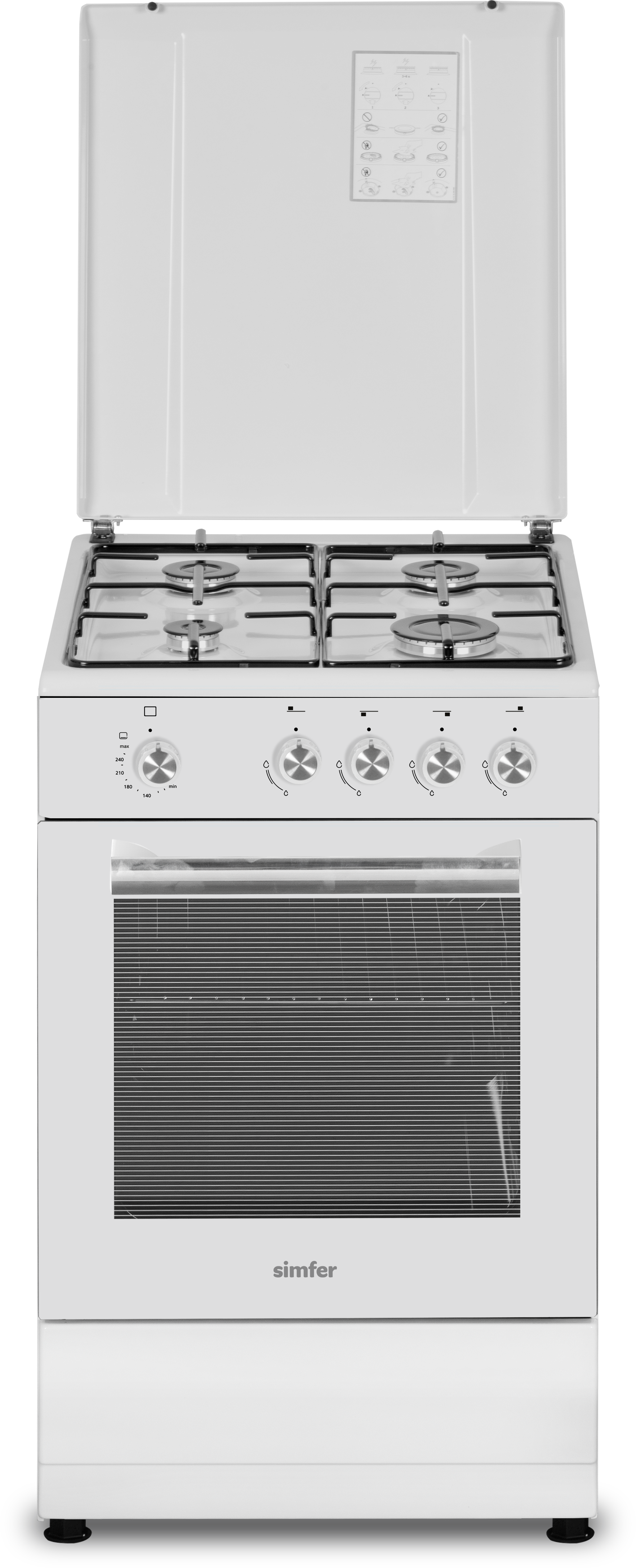 Simfer - Cooker - 4401SGRBB - Hob type Gas - Oven type Gas - White - Width 50 cm - Depth 55 cm - 49 L