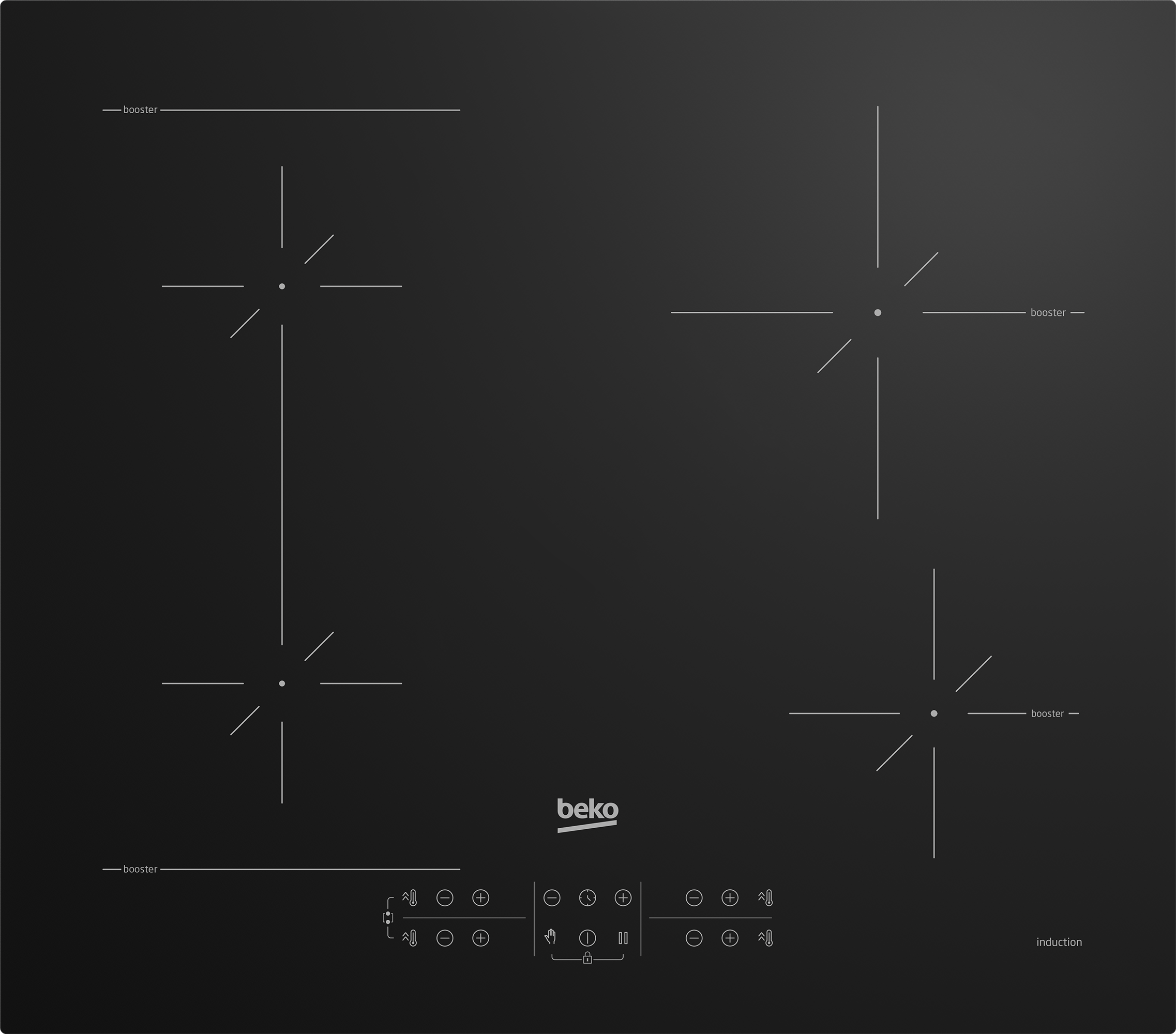 BEKO Hob - HII64200SFMT - Induction - Number of burners/cooking zones 4 - Touch - Timer - Black