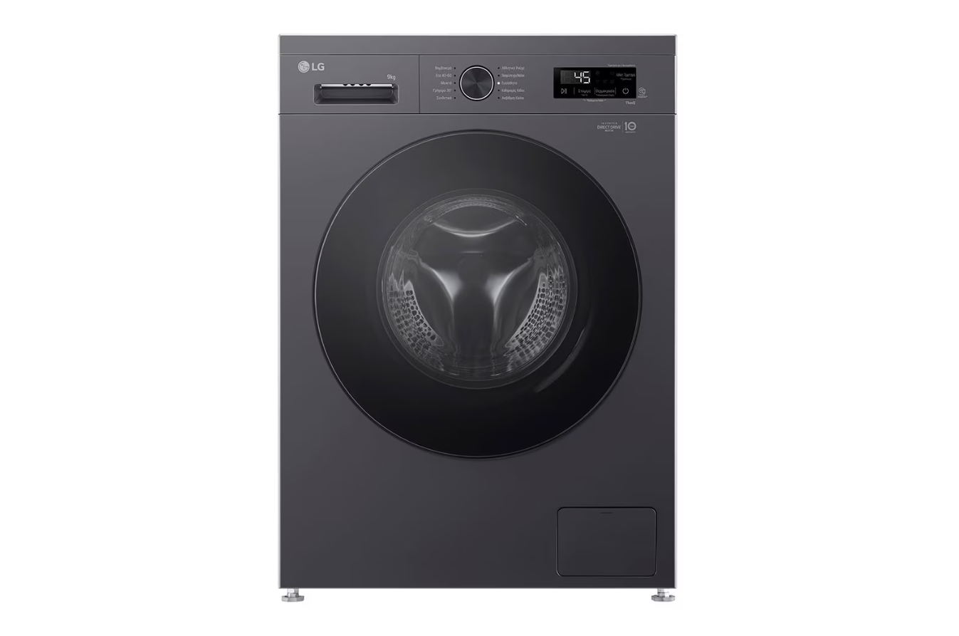 LG - Washing machine - F4X1009NMB - Energy efficiency class A - Front loading - Washing capacity 9 kg - 1400 RPM - Depth 55 cm - Width 60 cm - Display - LED - Steam function - Direct drive - Wi-Fi - Graphite Black