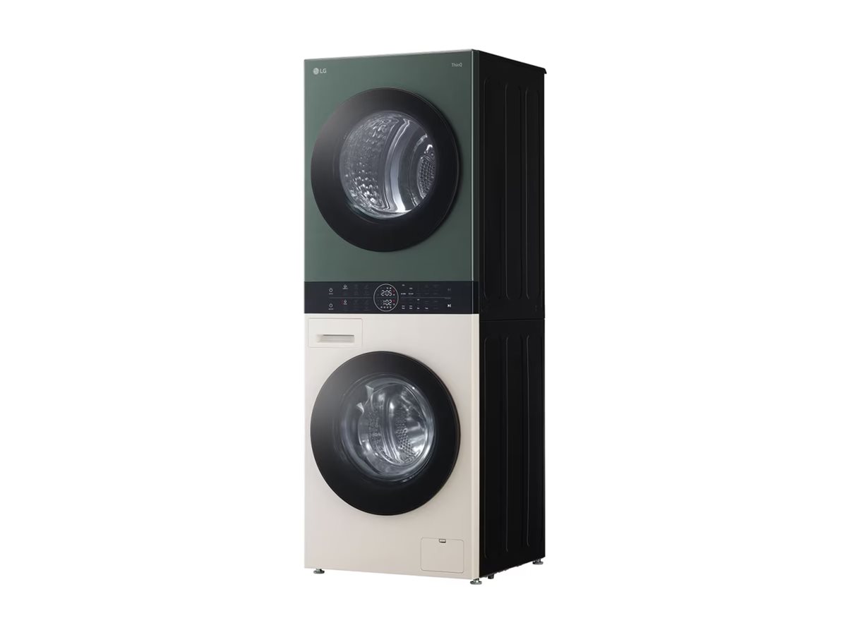 LG - Washing machine with dryer - WT1210EGF - Energy efficiency class A/C - Front loading - Washing capacity 12 kg - 1400 RPM - Depth 66 cm - Width 60 cm - LED - Drying system - Drying capacity 10 kg - Steam function - Beige/Green