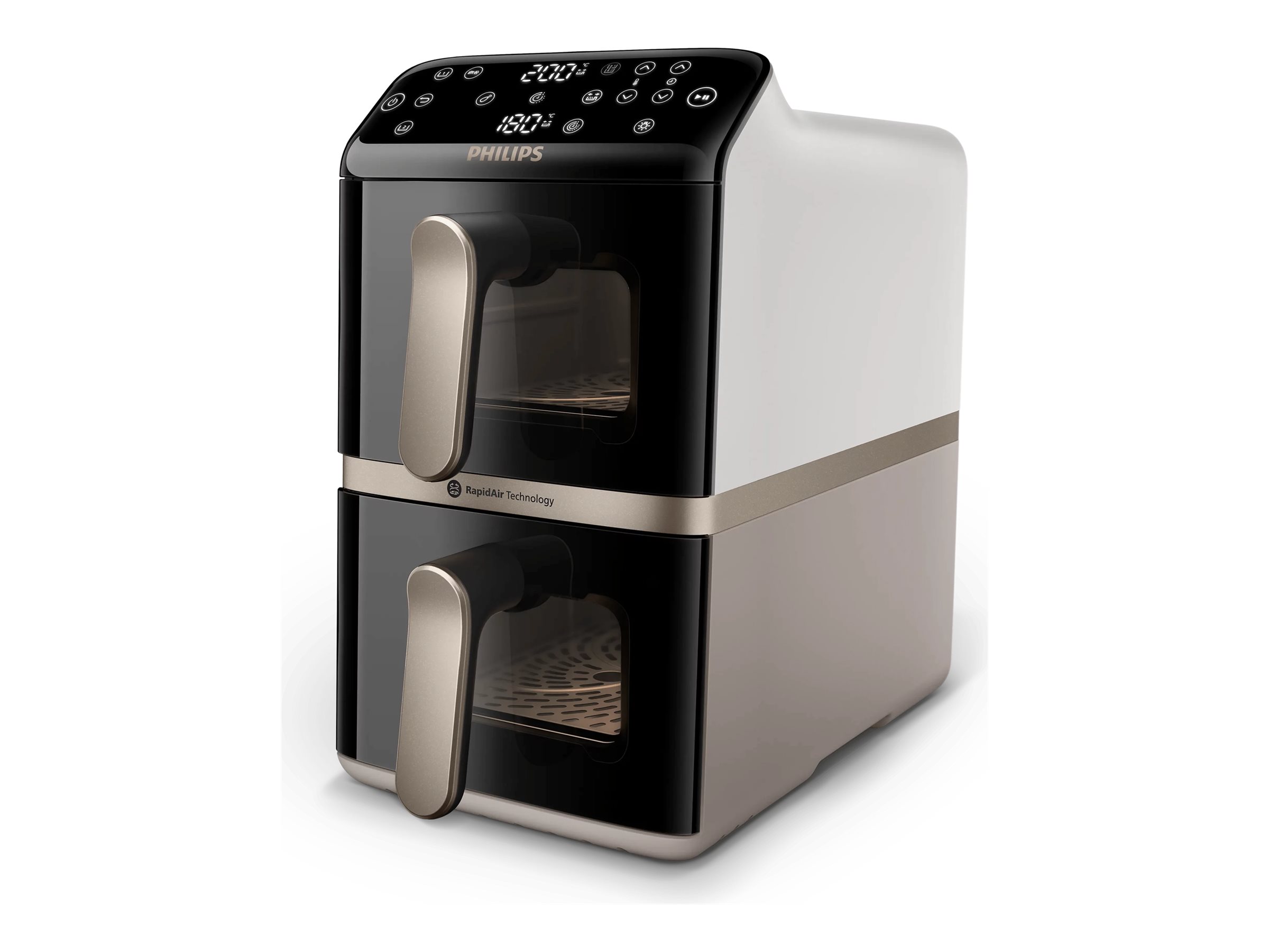 Philips Airfryer, Dual Basket - NA462/80 4000 Series - Capacity 10 L - Power 2750 W - RapidAir - Silk White/Beige