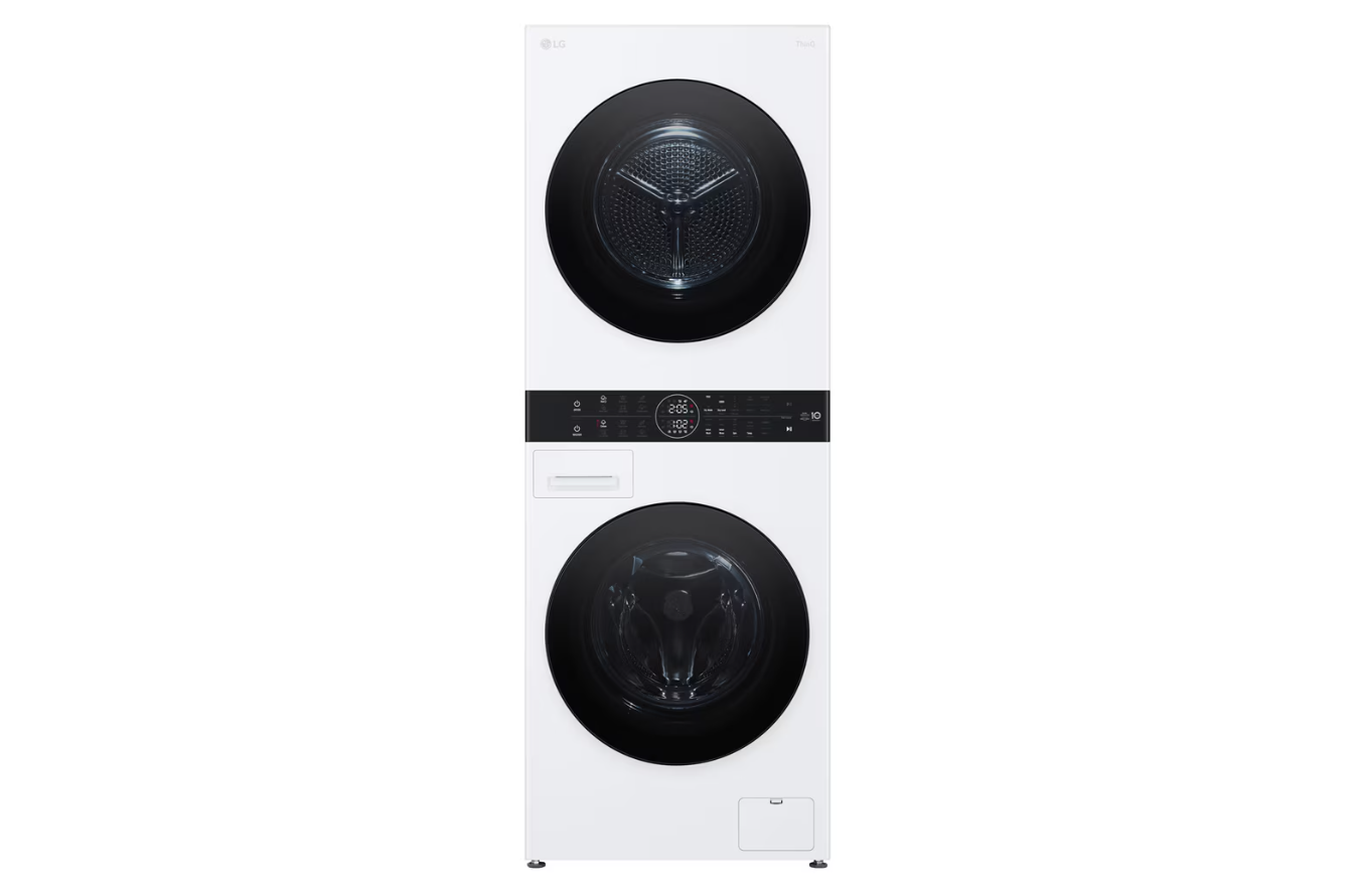 LG - Washing machine with dryer - WT1210WWF - Energy efficiency class A - Front loading - Washing capacity 12 kg - Depth 66 cm - 1400 RPM - Width 60 cm - Display - LED - Drying capacity 10 kg - Drying system - Steam function - Direct drive - White