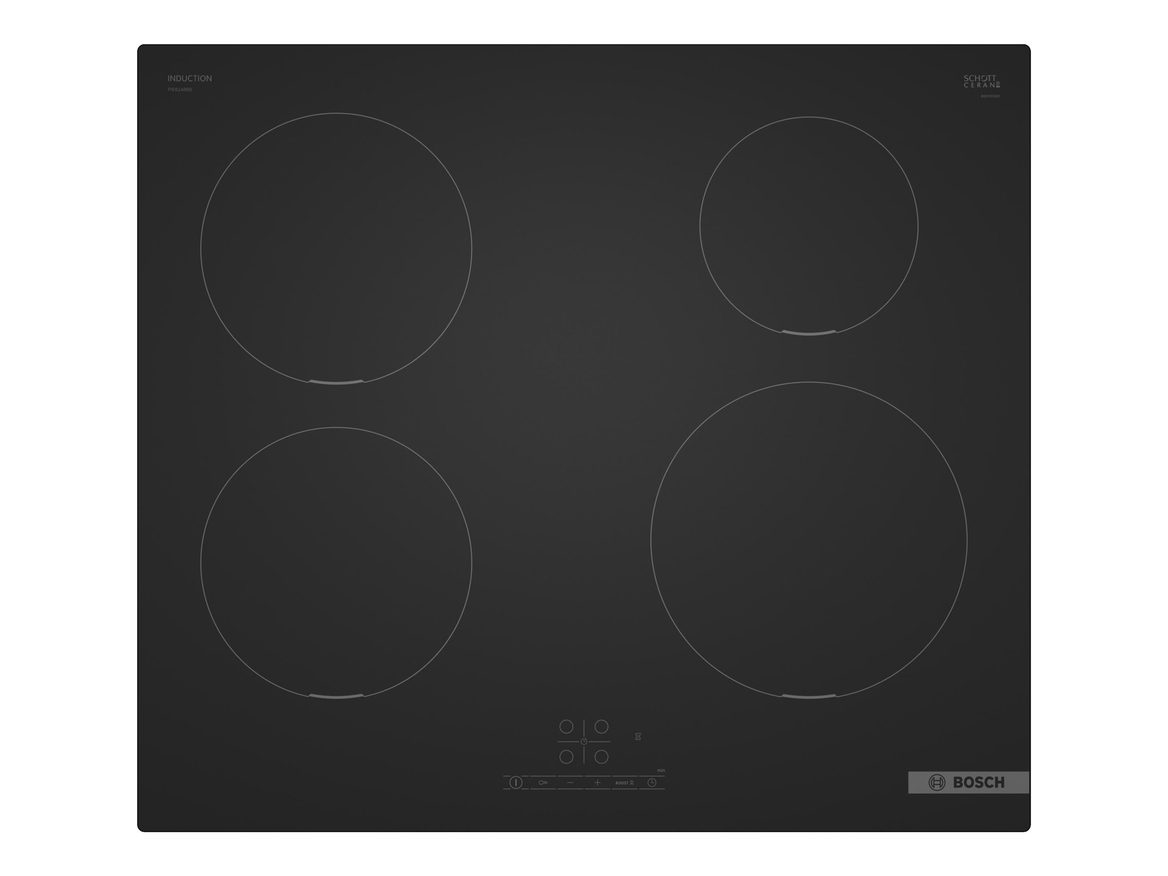Bosch PIE61ABB5E - Hob - Induction - Number of burners/cooking zones 4 - Touch - Matt Black - Timer