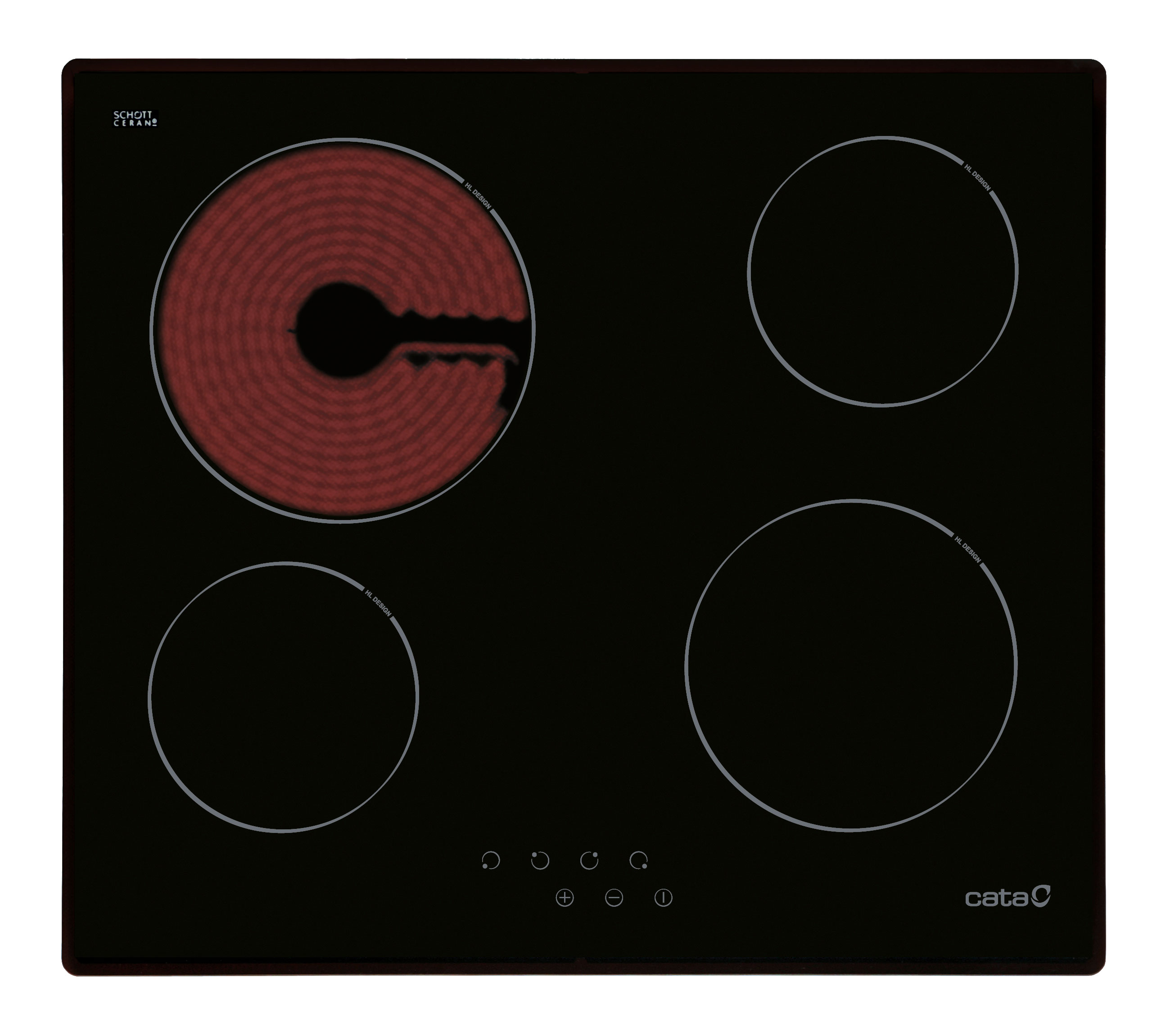 CATA - Hob - TN 604/B - Vitroceramic - Number of burners/cooking zones 4 - Touch - Black - Display