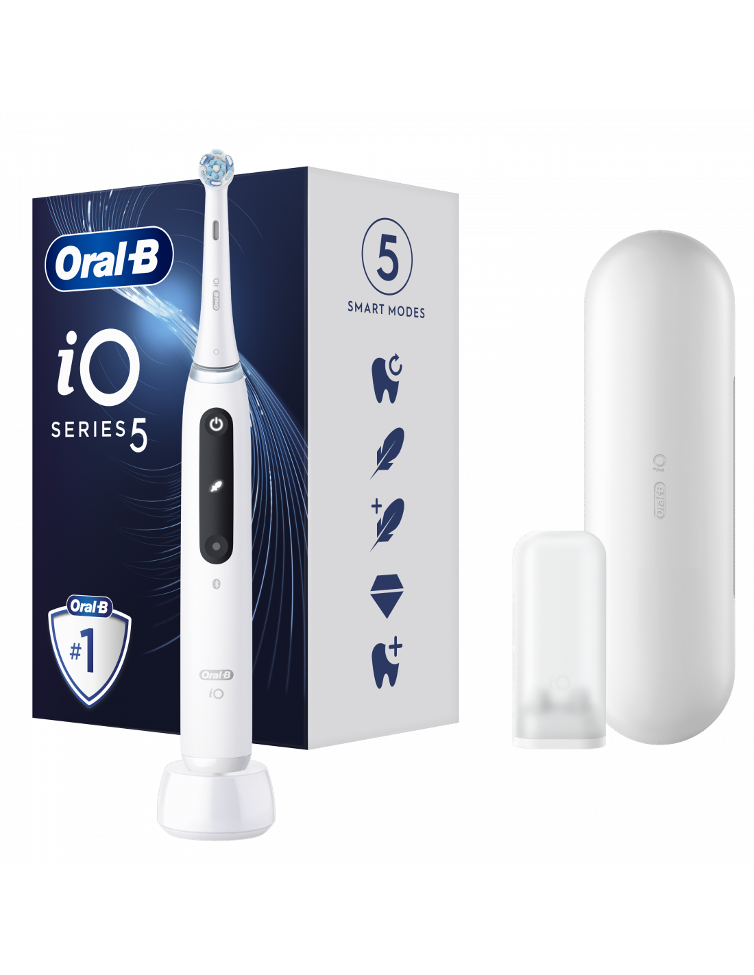 Oral-B - Electric Toothbrush - iO5 - Rechargeable - For adults - Number of brush heads included 1 - Number of teeth brushing modes 5 - Quite White