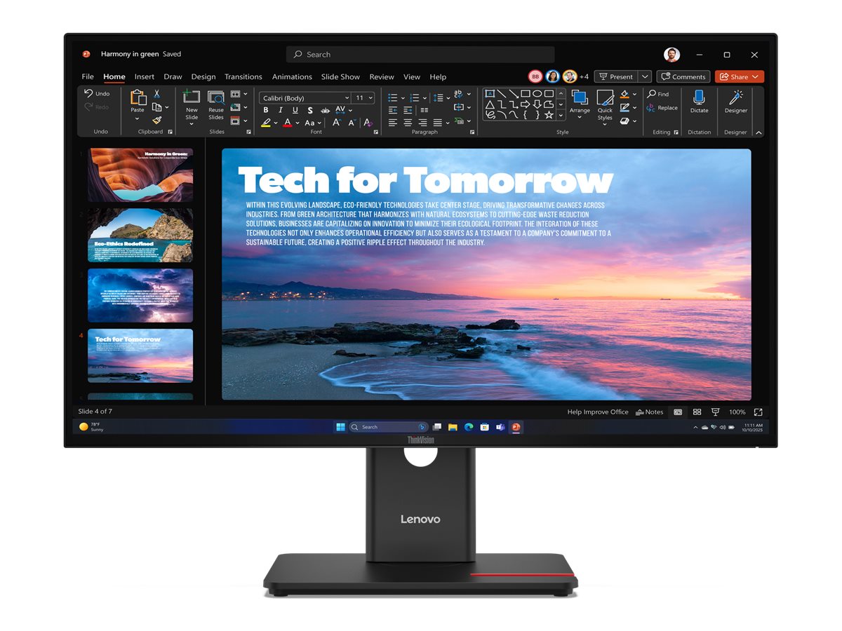 Lenovo - ThinkVision - T27QD-40 - 27 " - IPS - 16:9 - 120 Hz - 4 ms - 2560 x 1440 pixels - 350 cd/m² - HDMI ports quantity 1 - Eclipse black - Warranty 36 month(s)