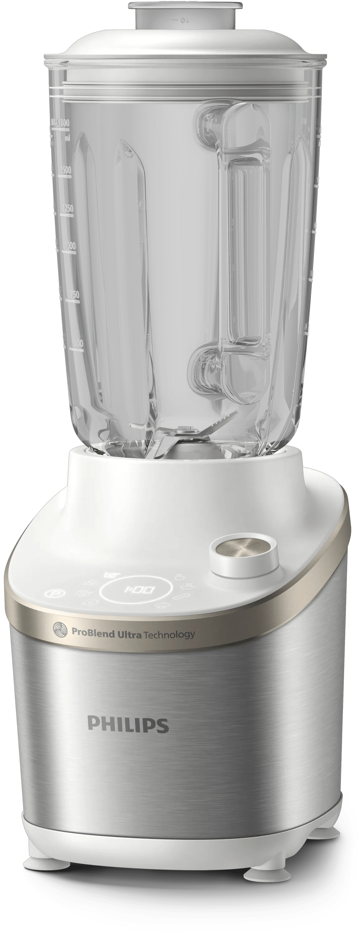 Philips - Atlantic High Speed Blender - HR3760/01 7000 Series - Tabletop - 1500 W - Jar material Glass - Jar capacity 2 L - Ice crushing - Metal/White