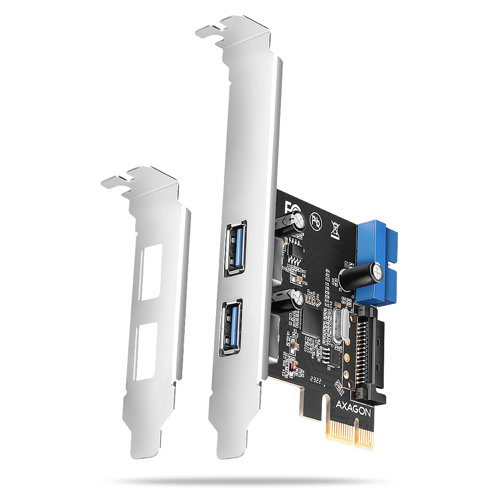 AXAGON PCI-Express card with a pair of internal and a pair of external USB 5Gbps ports - PCEU-232RS