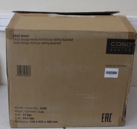 SALE OUT. Caso 03186 Air Fryer Duo Chef, Total capacity 14L, 2200W, Black - Caso Air Fryer - DuoChef - Power 2200 W - Capacity 14 L - Black - UNPACKED, DAMAGED PACKAGING, SCRATCHED ON CORPUS, DENT ON FRONT - 24 month(s)