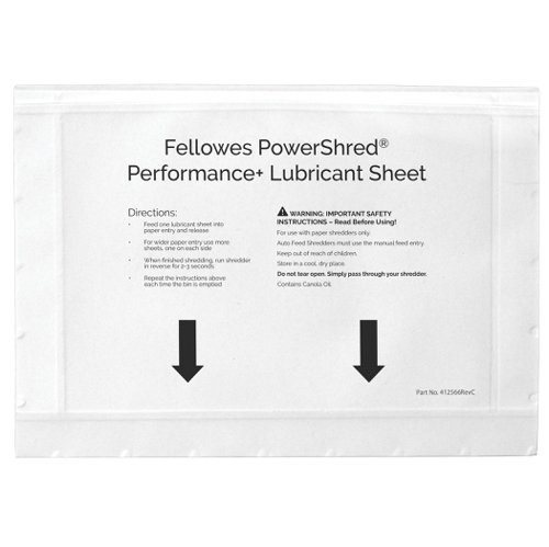 Fellowes - Shredder oil sheets 10 pcs - 4025601 - Easy to use no spills and no mess; Improves your shredders performance by keeping the cutters lubricated