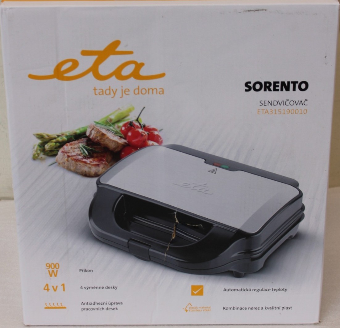 SALE OUT. ETA - 4 in 1 sandwich maker - ETA315190010 - 900 W - Number of plates 4 - Number of pastry 2 - Black/Stainless steel - DAMAGED PACKAGING