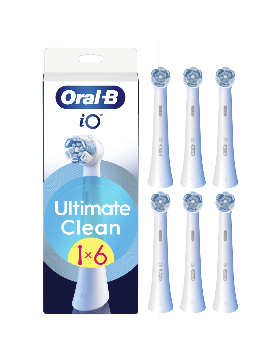 Oral-B - Replaceable toothbrush heads - iO UltimateClean - Heads - For adults - Number of brush heads included 6 - White