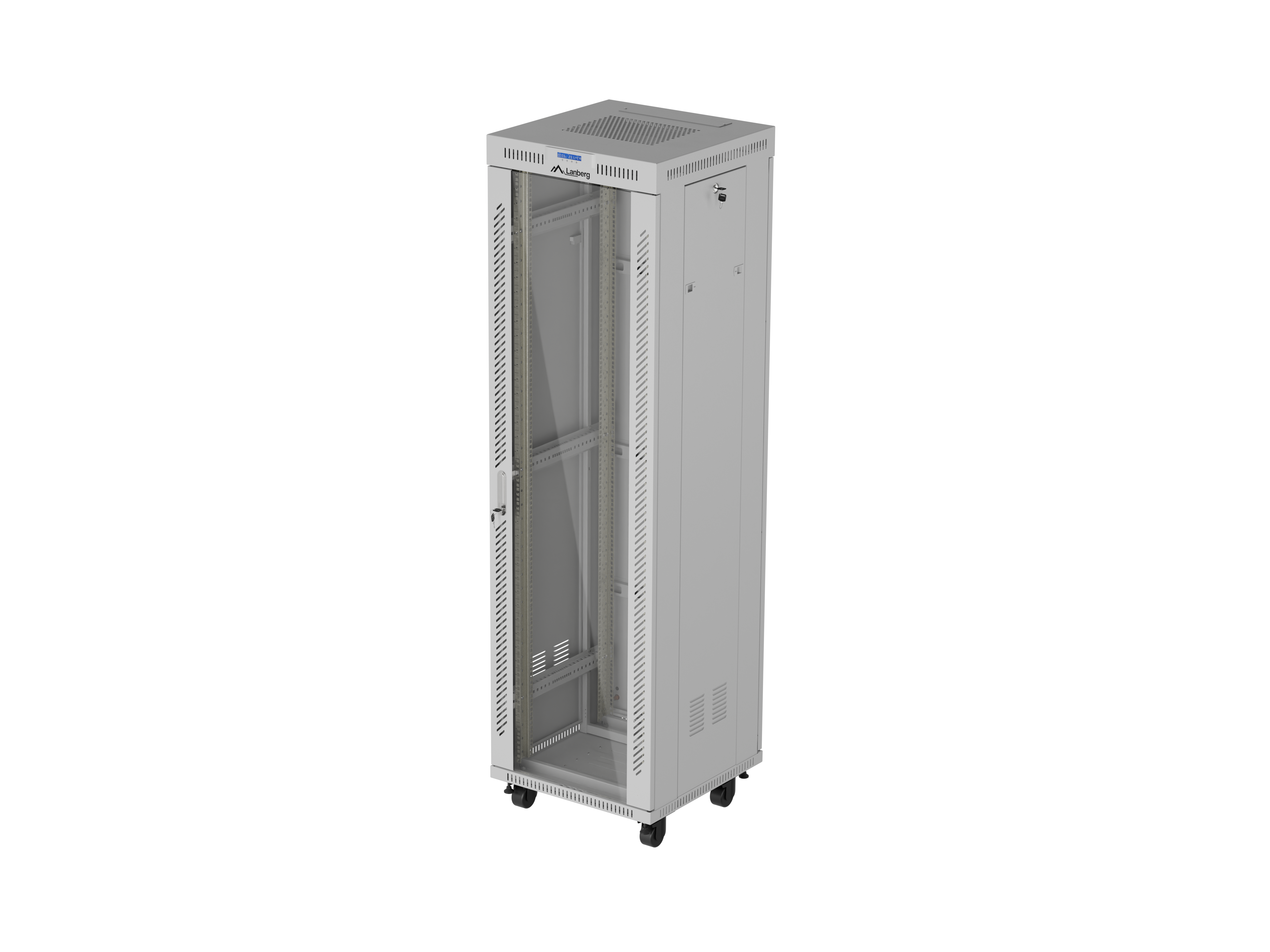 Lanberg Rack cabinet 19" free-standing 42U/600x600 (flat pack) with glass door LCD V2 - FF01-6642-12SL - Grey