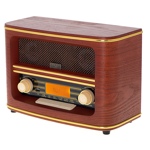 Adler - Retro Radio - AD 1187 - Alarm function - AUX in - Wooden