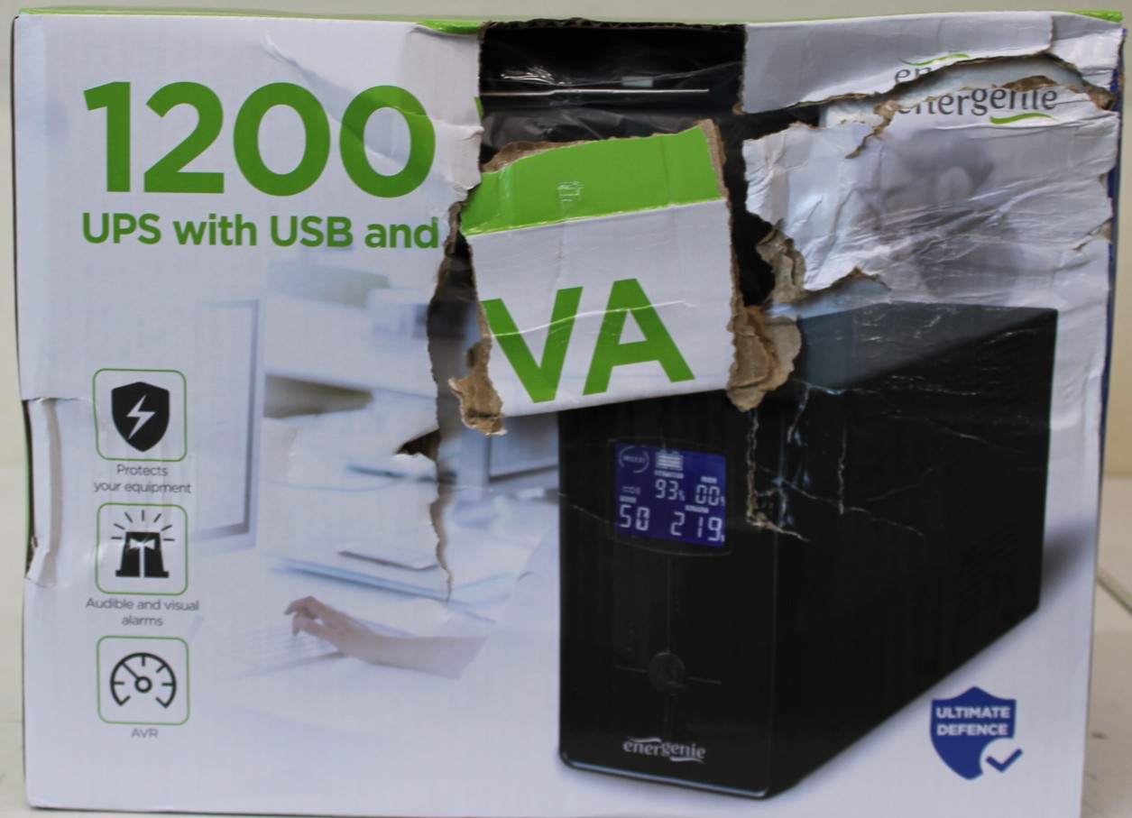 SALE OUT. Energenie UPS with USB and LCD display, 1200 VA, black - EnerGenie - UPS with USB and LCD display, Black - 1200 VA - DAMAGED PACKAGING