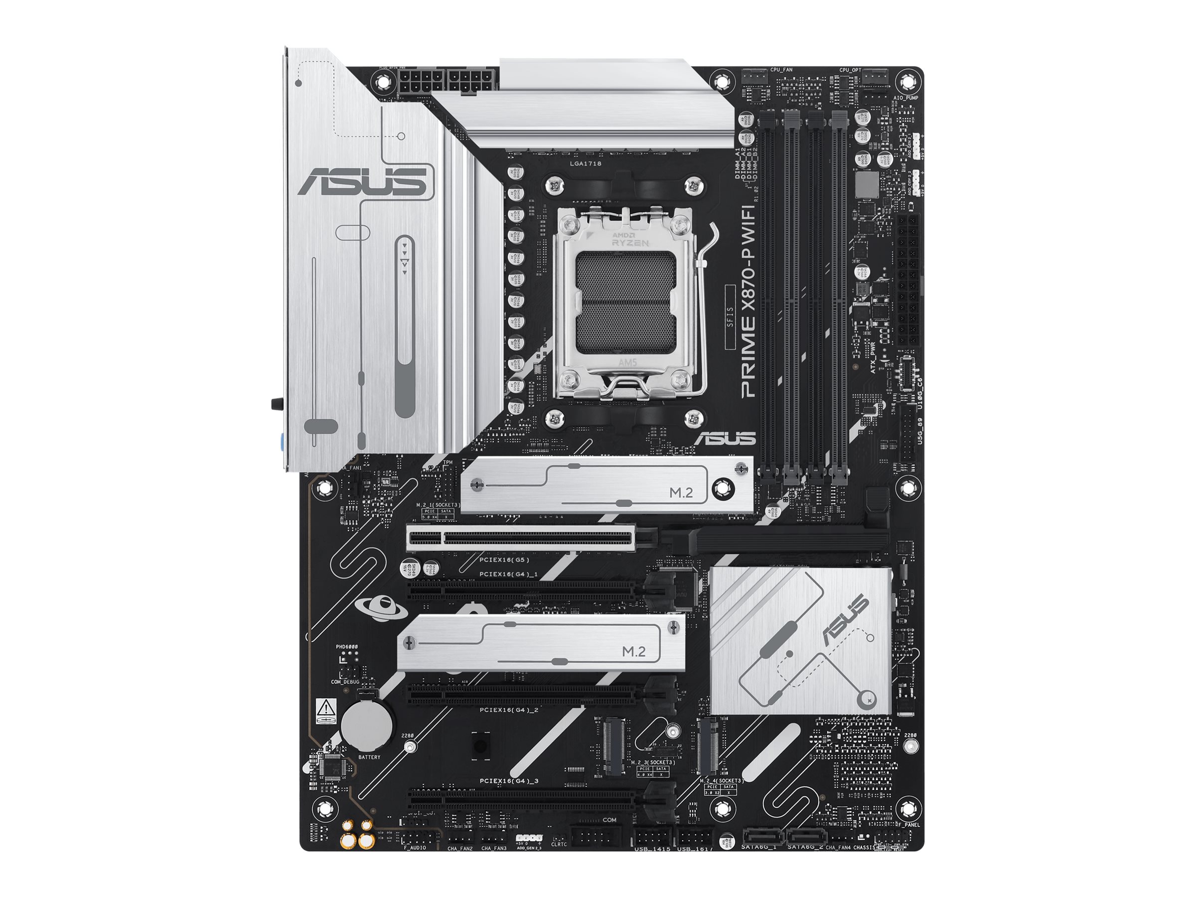 Asus - PRIME X870-P WIFI - Processor family AMD - Processor socket AM5 - DDR5 - Supported hard disk drive interfaces SATA, M.2 - Number of SATA connectors 2