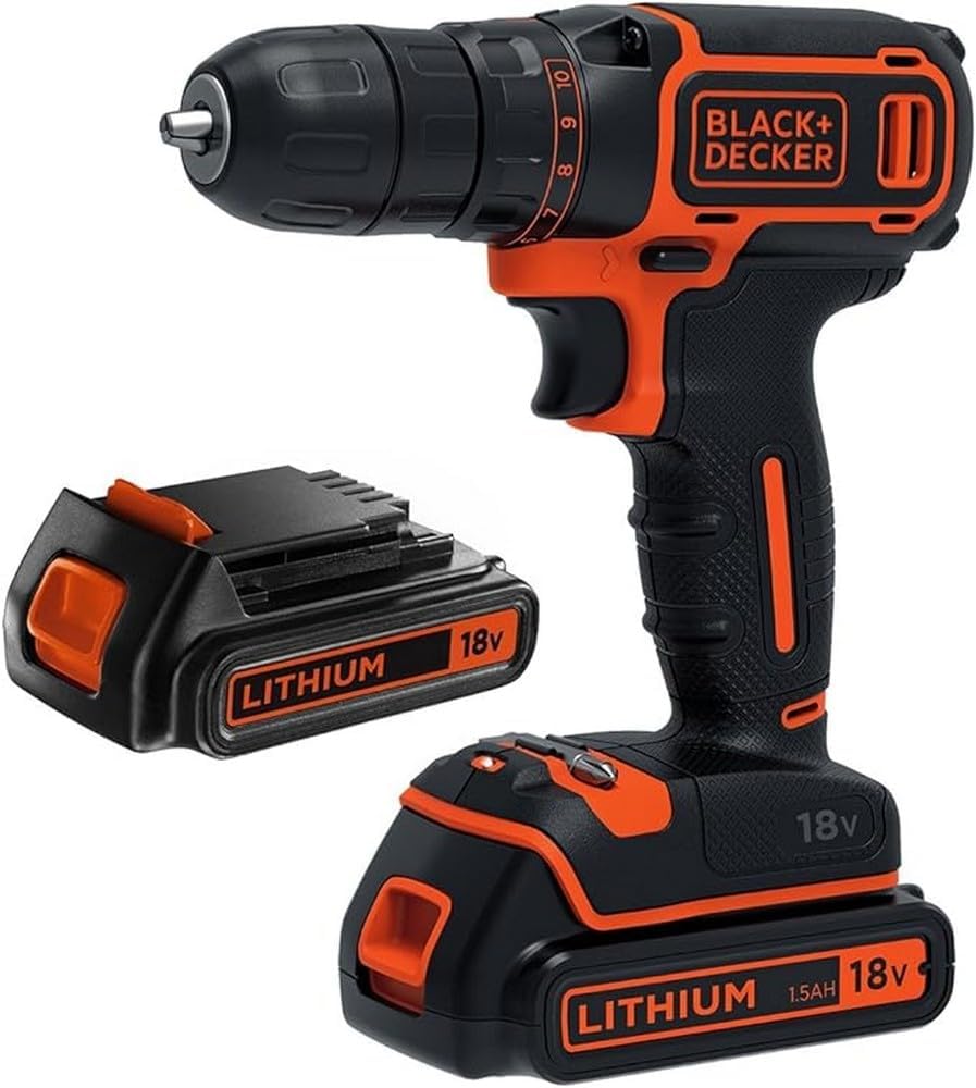 BLACK & DECKER Cordless Drill - BDCDC18B-QW - 18 V - 2x1.5 Ah - Li-Ion