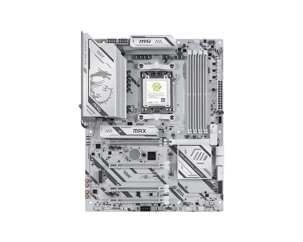 MSI MAG B850 GAMING PLUS MAX WIFI - Processor family AMD - Processor socket AM5 - DDR5 - Supported hard disk drive interfaces SATA, M.2 - Number of SATA connectors 4