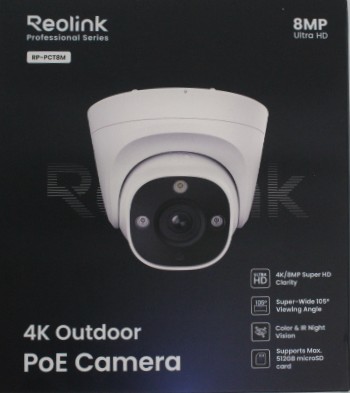SALE OUT. Reolink PCRPD4K01 Smart 4K 125° View PoE Dome Camera - Reolink 4K Smart PoE Camera with Color Night Vision - RP-PCT8M - 24 month(s) - Dome - 8 MP - 2.8mm/F1.6 - IP67 - H.265/H.264 - MicroSD card slot, max. 512GB - UNPACKED, DEMO