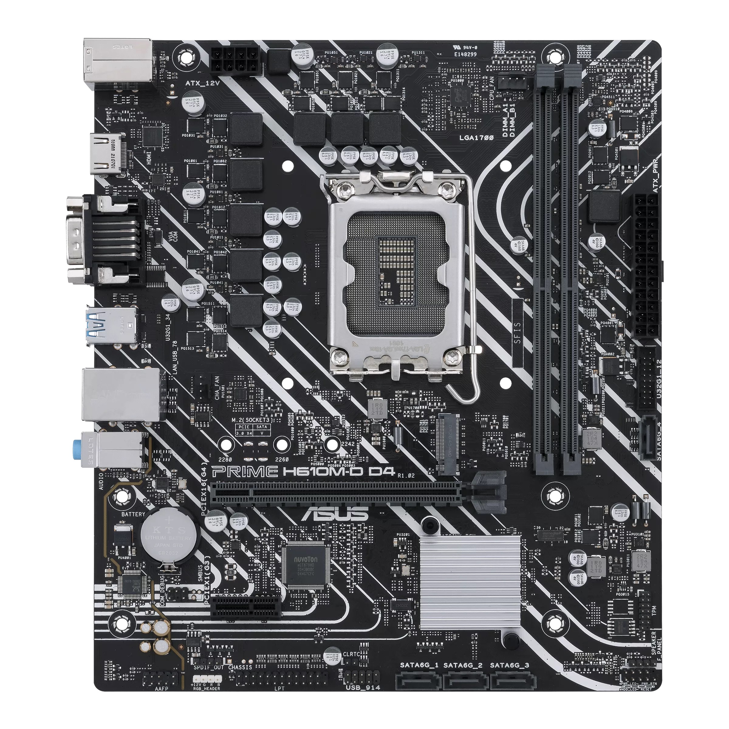 Asus - PRIME H610M-D D4 - Processor family Intel - Processor socket  LGA1700 - DDR4 DIMM - Memory slots 2 - Supported hard disk drive interfaces SATA, M.2 - Number of SATA connectors 4 - Chipset Intel H610 - mATX