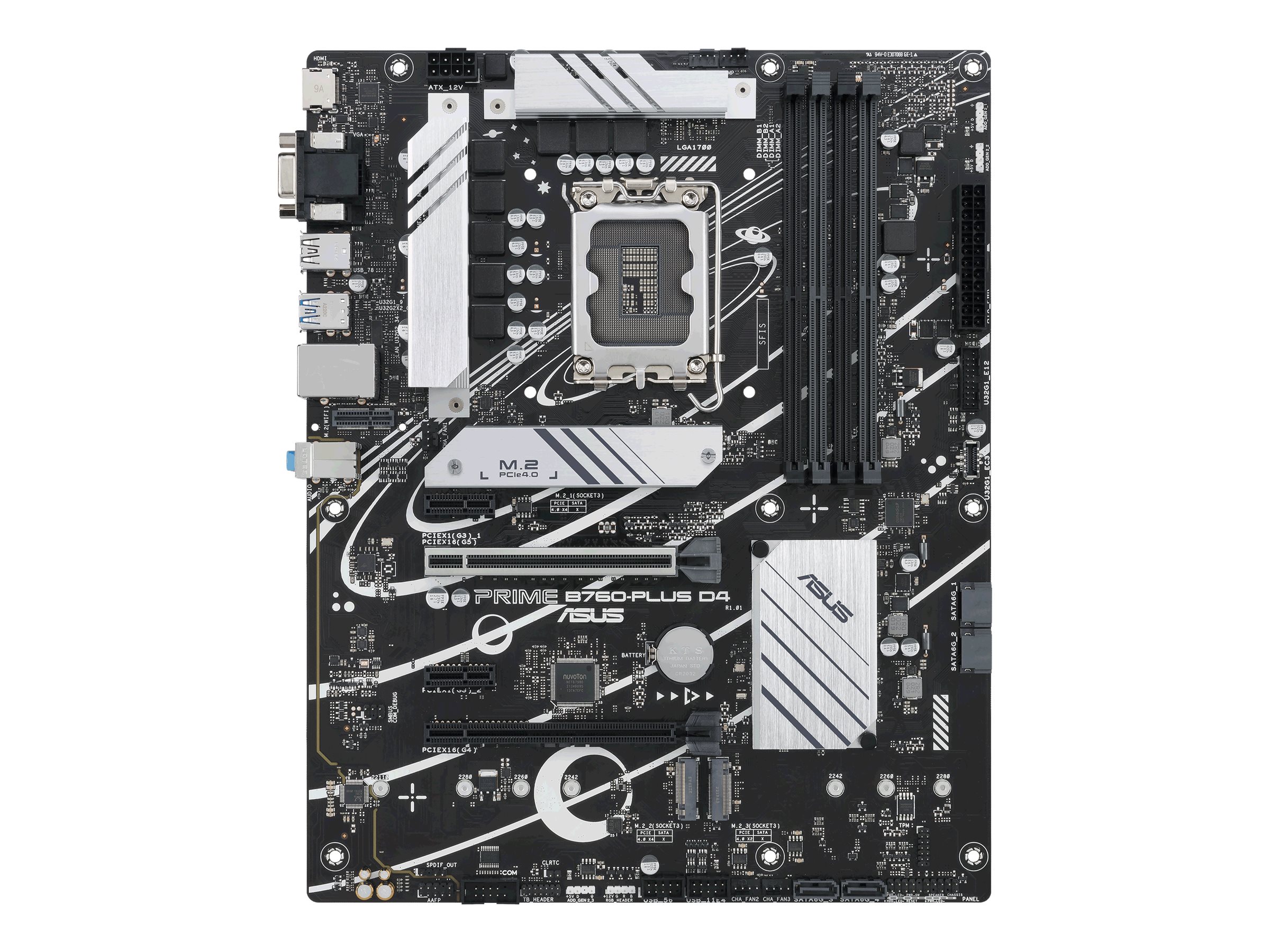 Asus - PRIME B760-PLUS D4 - Processor family Intel - Processor socket LGA1700 - DDR4 - Supported hard disk drive interfaces M.2, SATA - Number of SATA connectors 4
