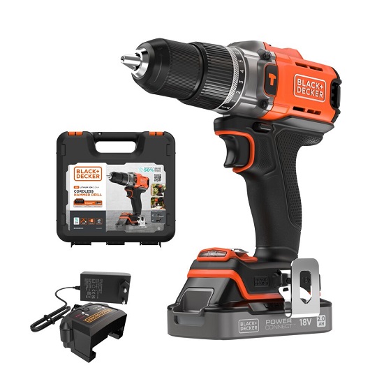 BLACK & DECKER - Cordless Drill Driver - BCD383D1XK-QW - 18 V - 2.0 Ah - Lithium