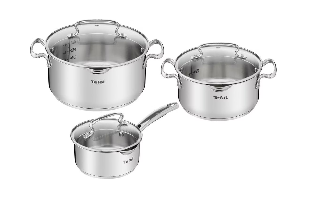 TEFAL - Cookware set - G719S674 Duetto+ - Stainless steel - Dishwasher proof - Lid included - Stainless steel