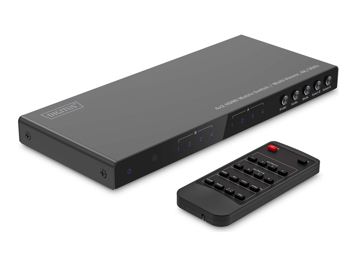Digitus 4x2 HDMI Matrix Switch/Multi-Viewer, 4K/30Hz - DS-55345 - Black