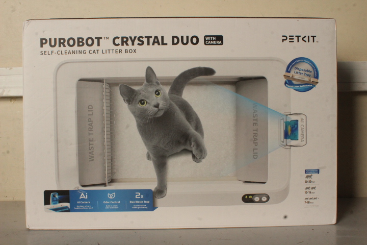 SALE OUT. PETKIT Purobot Crystal Duo with Camera Self-Cleaning Cat Litter Box - White - DEMO - 24 month(s)