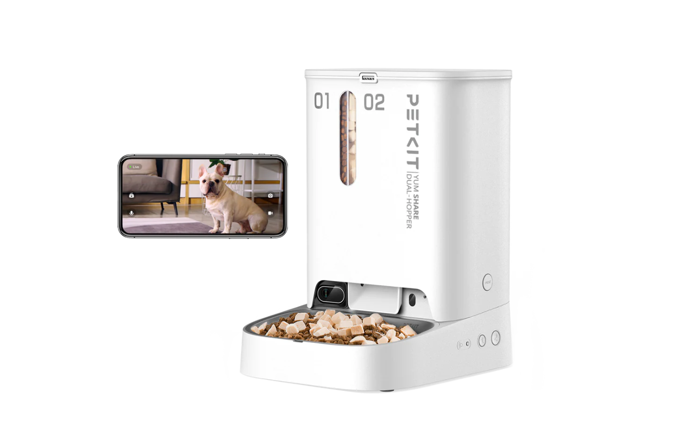 PETKIT - Feeder with Camera - P591 YumShare Dual-hopper - Capacity 2+3 L - White