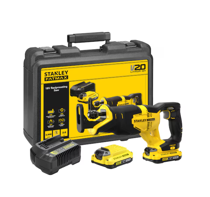 Stanley - 18V V20 Reciprocating Saw - 2 x 2.0Ah Kitbox - SFMCS300D2K-QW - 18 V