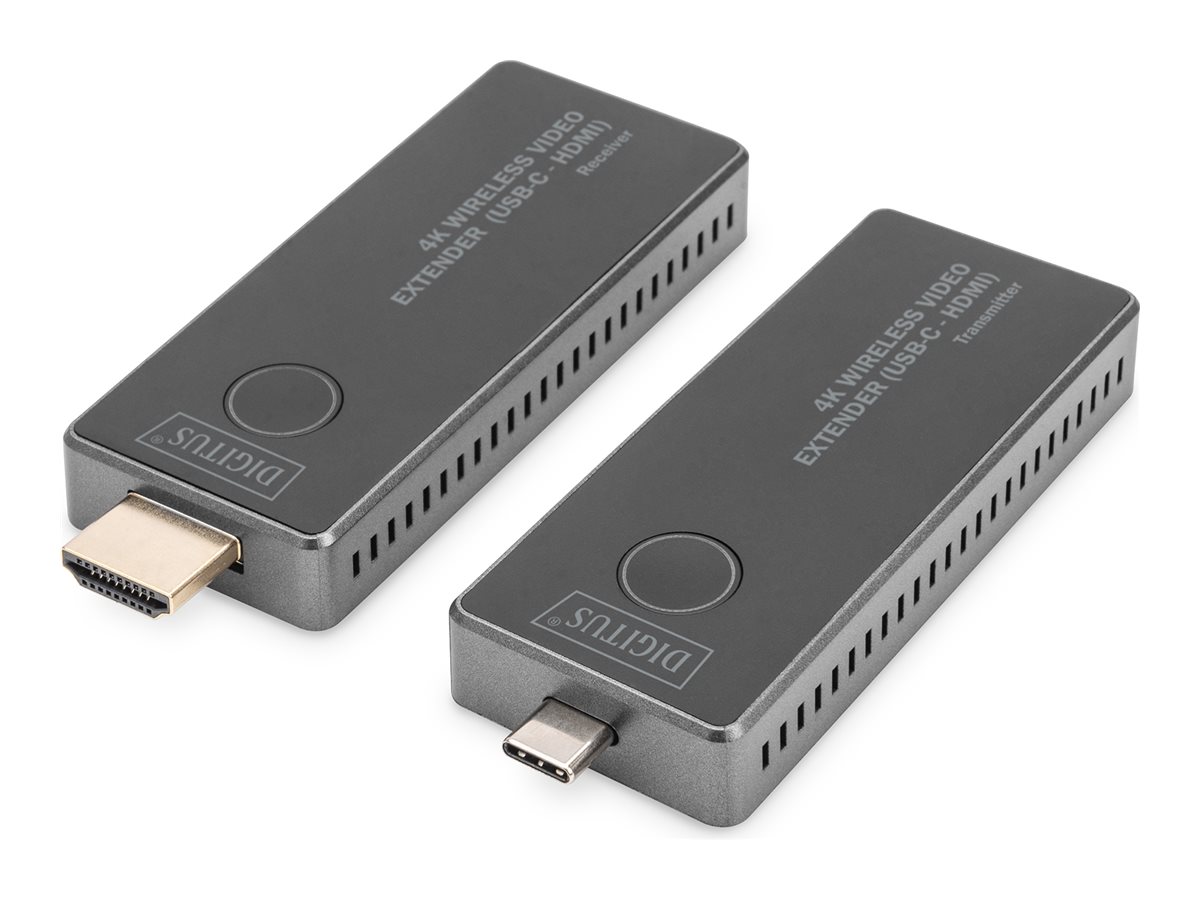 Digitus - 4K Wireless Video Extender, 30 m (USB-C - HDMI) - DS-55324 - Black/Silver
