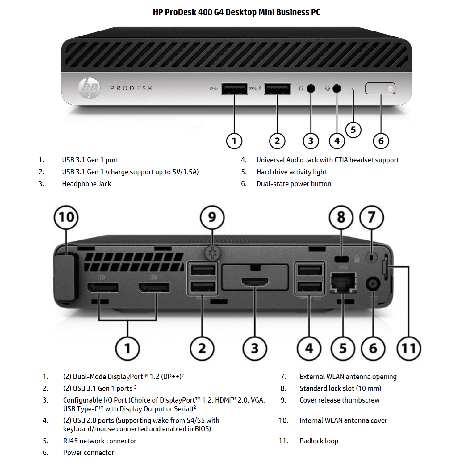 HP Renewed Grade A - ProDesk 400 G4 - Intel Core i3 - i3-8100T - 8 GB - SSD - 128 GB - Intel UHD Graphics 630 - Windows 11 Pro