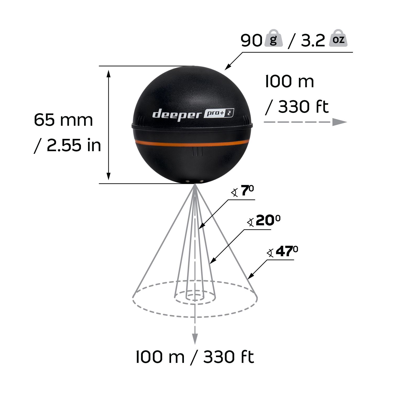 Deeper - Smart Sonar PRO+2 - Sonar - Wi-Fi - Black