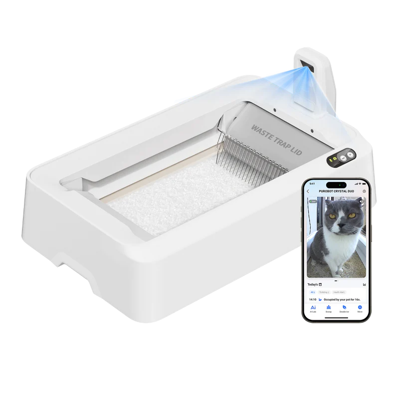 PETKIT Purobot Crystal Duo with Camera Self-Cleaning Cat Litter Box - White