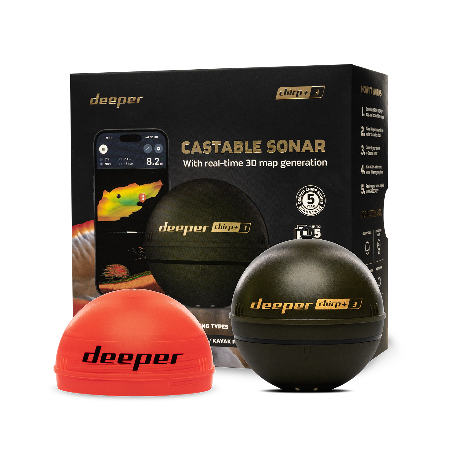 Deeper Smart Sonar Chirp+3 - Sonar - Wi-Fi - Brown Green