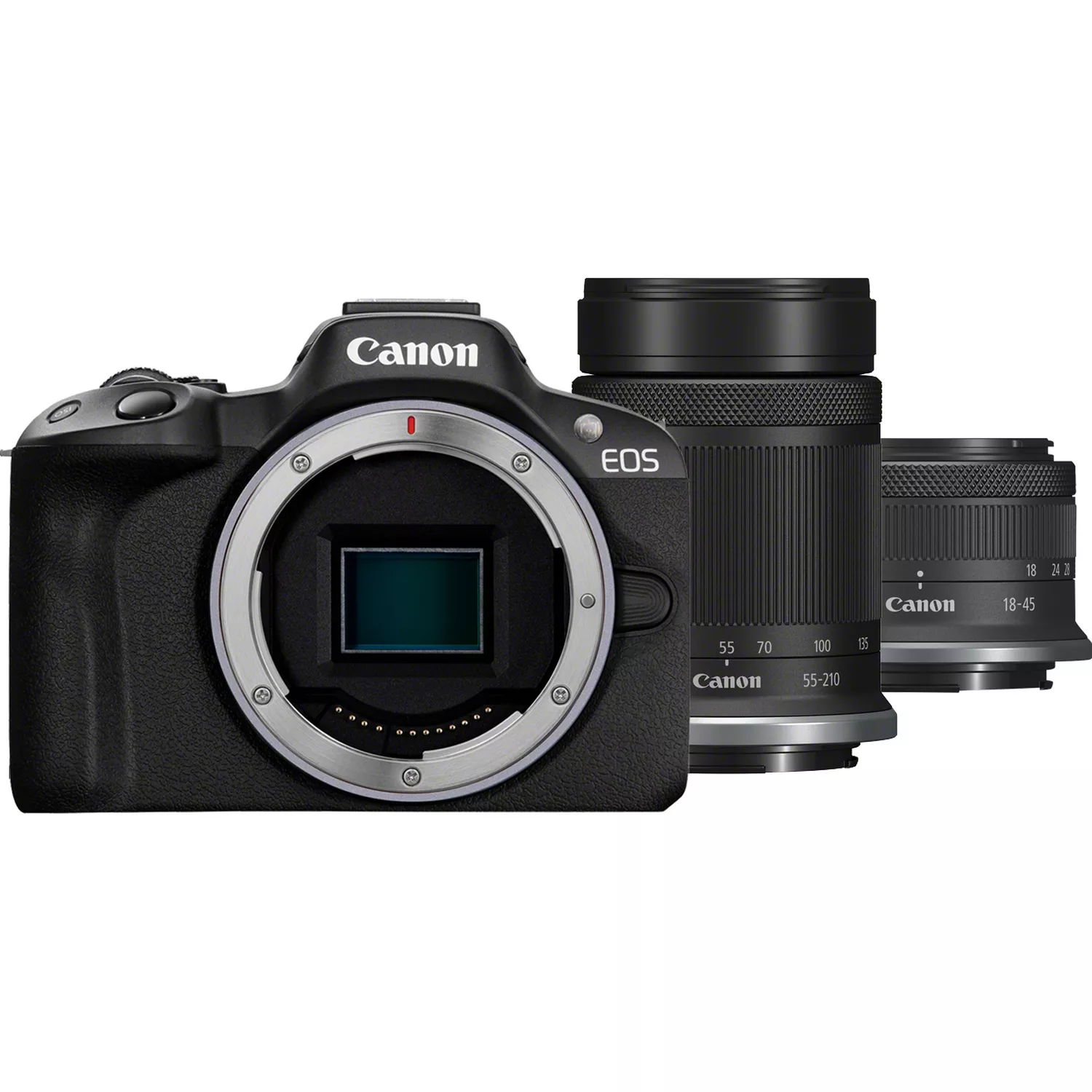 Canon - EOS R50 + RF-S 18-45mm F4.5-6.3 IS STM + RF-S 55-210mm F5-7.1 IS STM (SIP) - Megapixel 24.2 MP - Image stabilizer - ISO sensitivity (max) 32000 - Display diagonal 2.95 " - Wi-Fi - Video recording - Automatic, manual - CMOS - Black