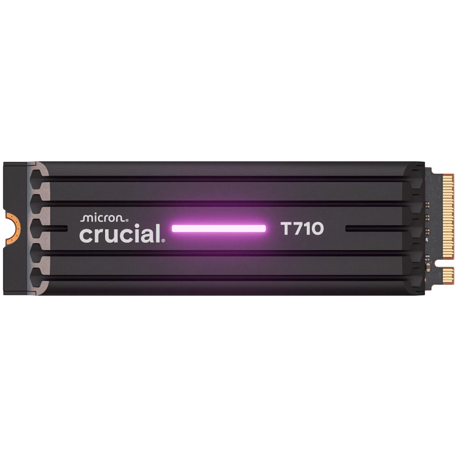CRUCIAL T710 4TB PCIe Gen5 NVMe M.2 2280 SSD up to 14500 MB/s read and 13800 MB/s write, with heatsink