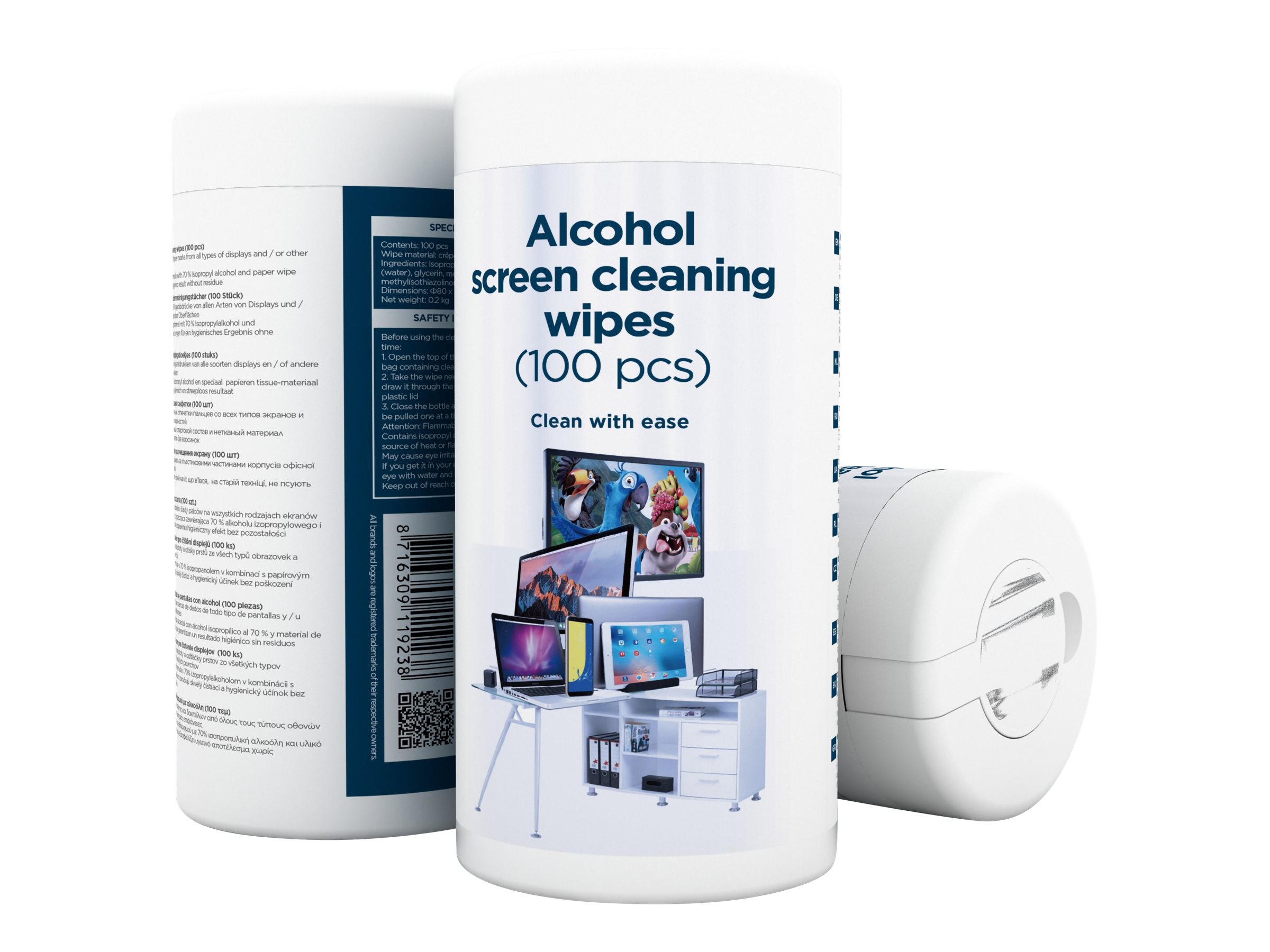Gembird - Alcohol Screen Cleaning Wipes (100 pcs) - CK-AWW100-01 - Screen cleaning wipes