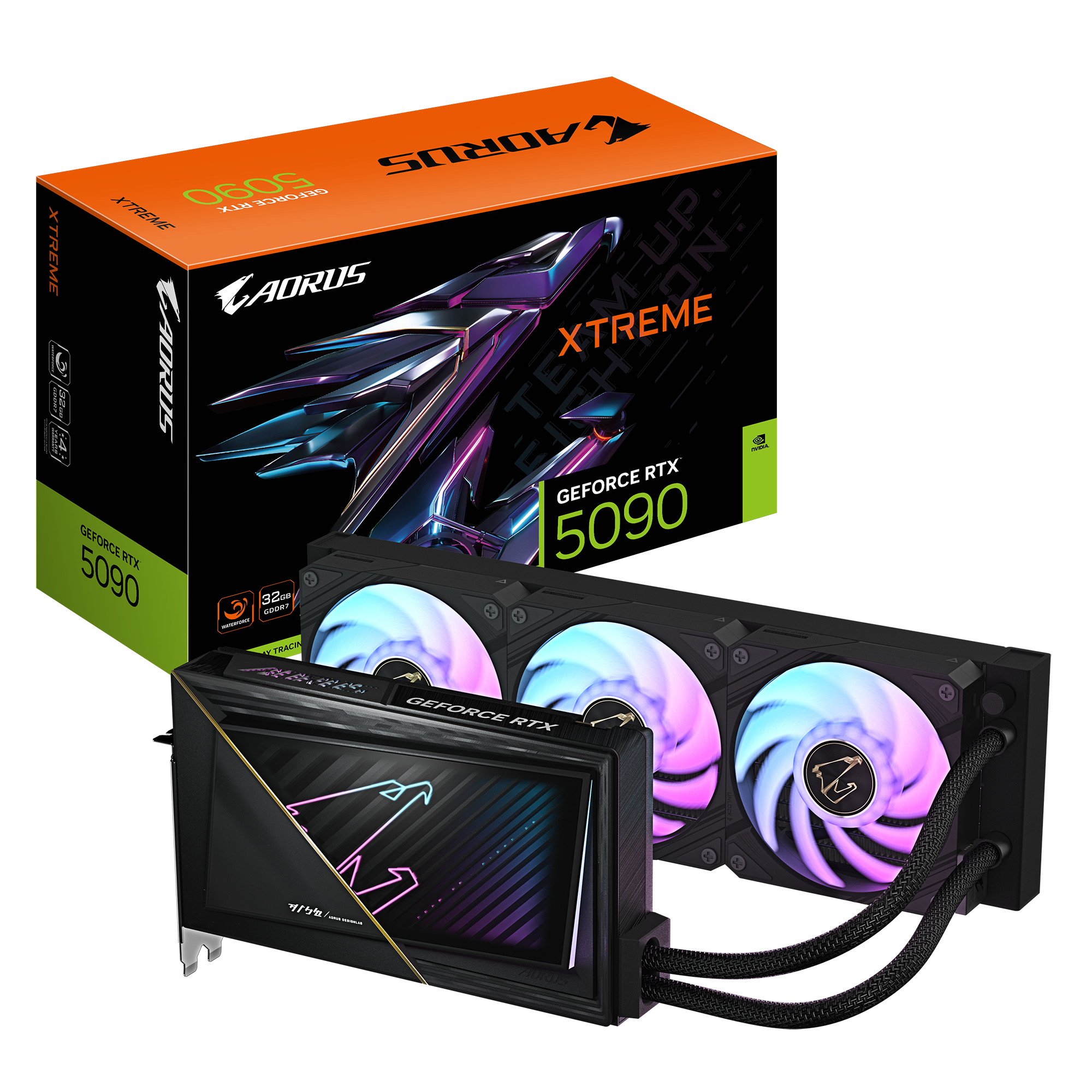 Gigabyte AORUS GeForce RTX 5090 XTREME WATERFORCE 32G - NVIDIA - 32 GB - GeForce RTX 5090 - GDDR7 - HDMI ports quantity 1 - PCI-E 5.0