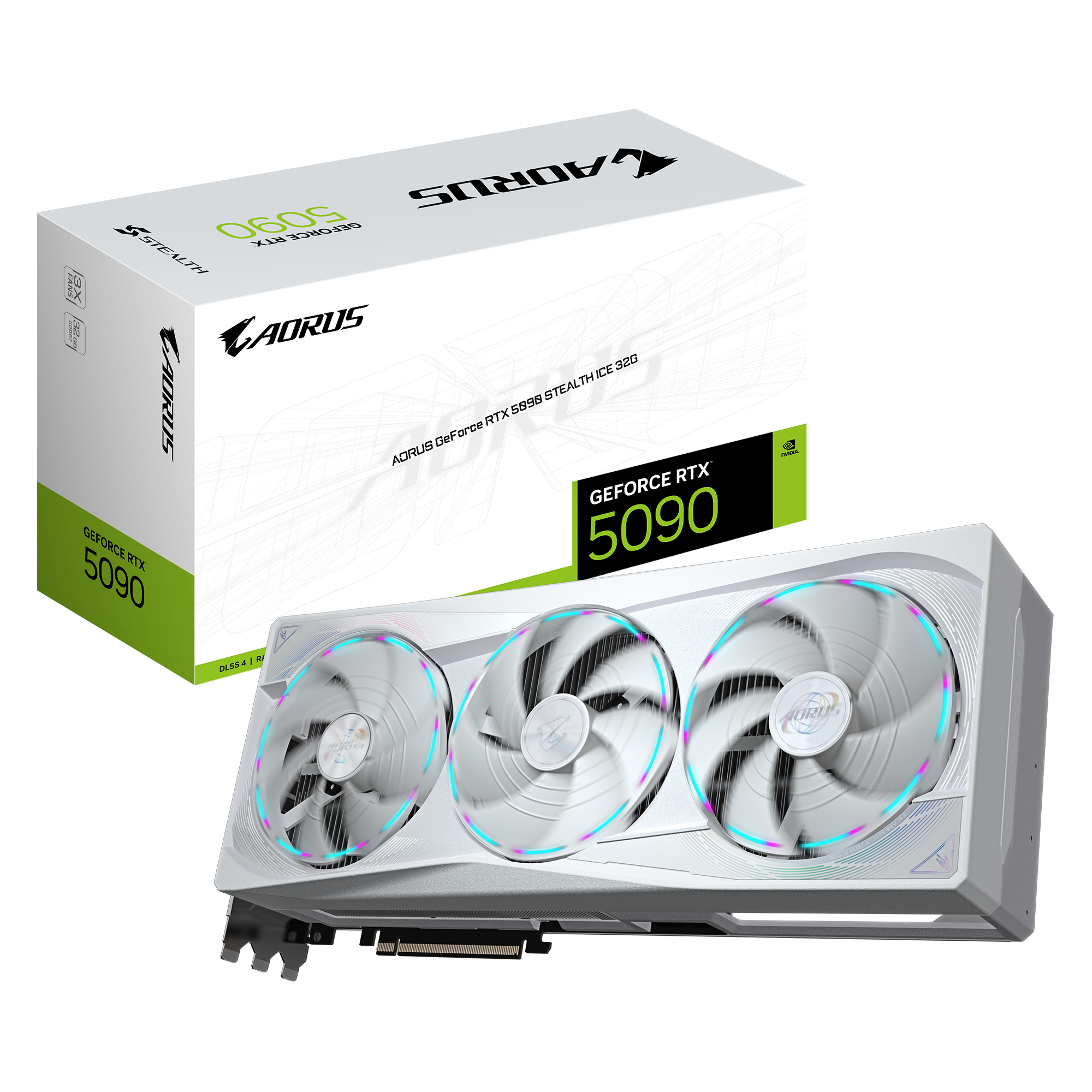 Gigabyte AORUS GeForce RTX 5090 STEALTH ICE 32G - NVIDIA - 32 GB - GeForce RTX 5090 - GDDR7 - HDMI ports quantity 1 - PCI-E 5.0