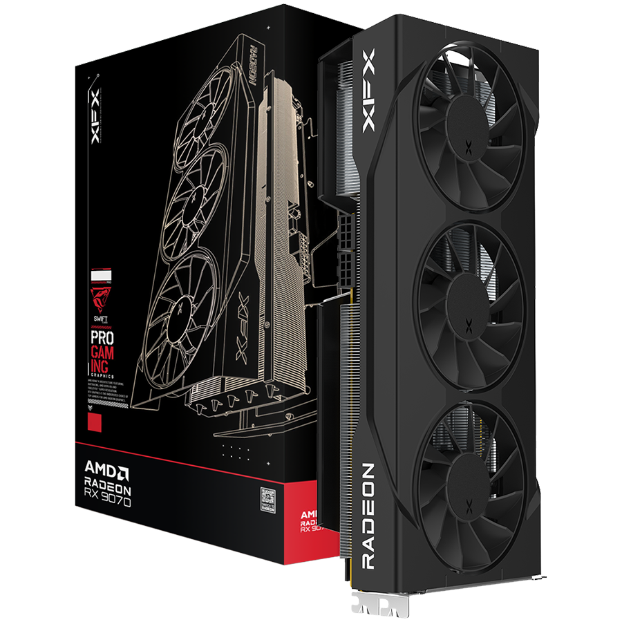 XFX Swift AMD Radeon RX 9070 GRE Triple 90mm Fan Gaming, 12GB GDDR6 192bit, 2790MHz / 18Gbps, HDMI 3xDP, AMD RDNA 4, 3 fan, 2 slot