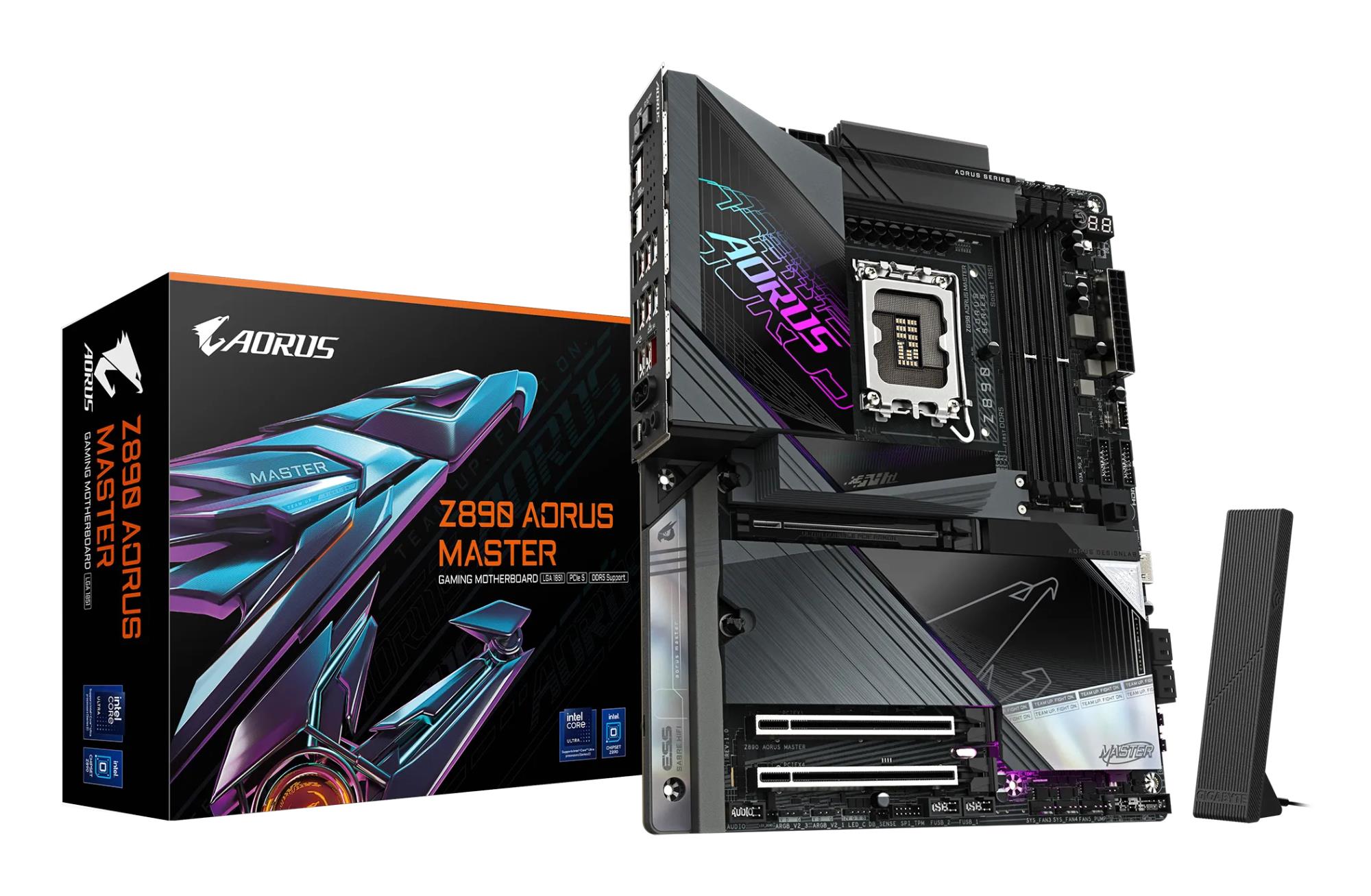 Mainboard|GIGABYTE|Intel Z890|LGA1851|ATX|Memory DDR5|Memory slots 4|1xPCI-Express 4.0 1x|1xPCI-Express 4.0 4x	|1xPCI-Express 5.0 16x|5xM.2|2xUSB 2.0|8xUSB 3.2|2xUSB-C w/Thunderbolt|1xOptical S/PDIF|1xRJ45|2xAudio port|Z890AORUSMASTER