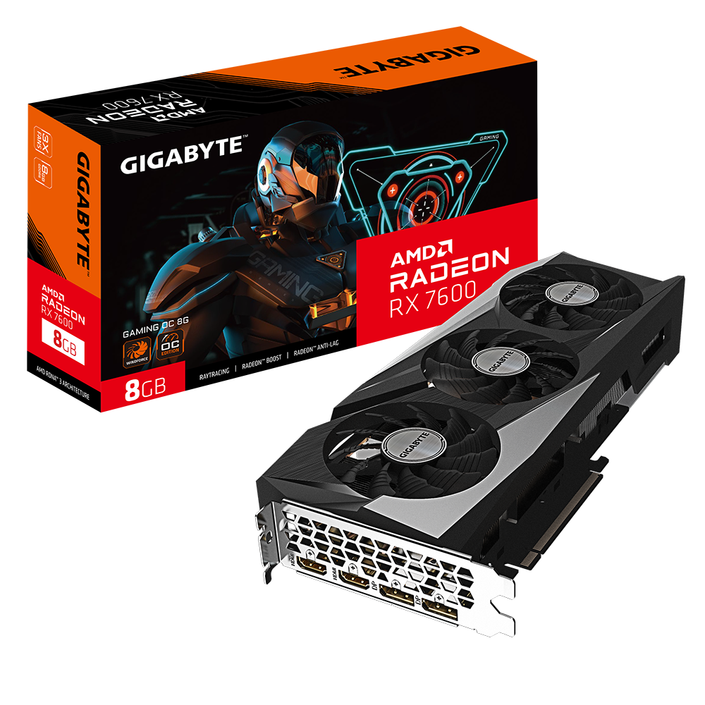 Gigabyte Radeon RX 7600 GAMING OC 8G - AMD - 8 GB - Radeon RX 7600 - GDDR6 - HDMI ports quantity 2 - PCI-E 4.0