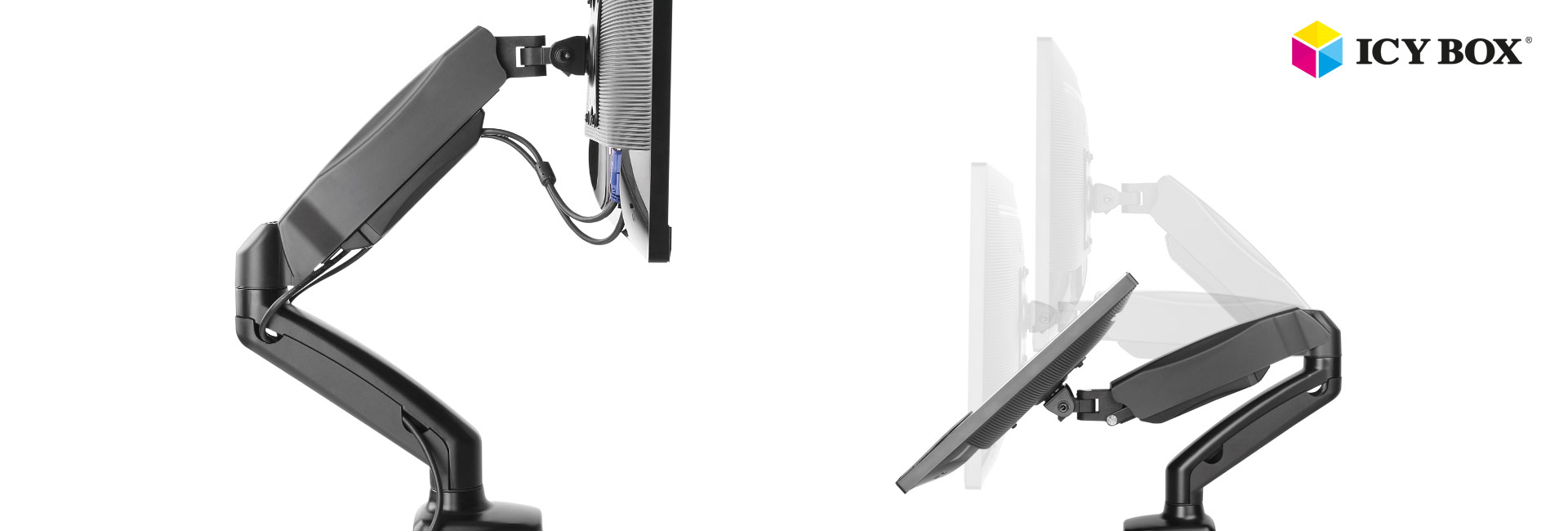 ICY BOX IB-MS303-T Monitor stand with desk mounted base for a screen size up to 27" - Raidsonic